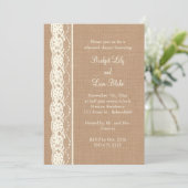 ヴィンテージ アイボリー レース &amp; ミディアム バルーンリネン リハーサル ディナー 招待状 (スタンド正面)