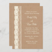 ヴィンテージ アイボリー レース &amp; ミディアム バルーンリネン リハーサル ディナー 招待状 (正面/裏面)