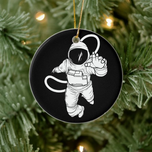 ヴィンテージ アウタースペース おもしろ 宇宙飛行士 セラミックオーナメント (ツリー)