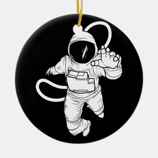 ヴィンテージ アウタースペース おもしろ 宇宙飛行士 セラミックオーナメント (正面)