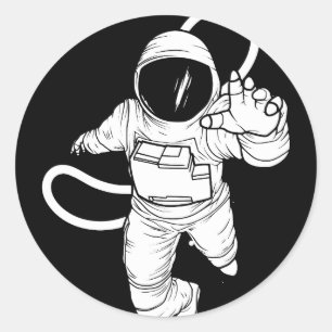 ヴィンテージ アウタースペース おもしろ 宇宙飛行士 ラウンドシール