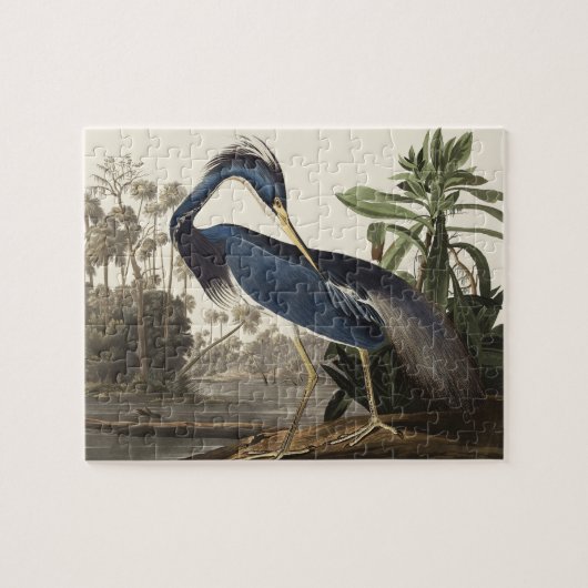 ヴィンテージ アウドゥボン ルイジアナサギ 鳥 アート ジグソーパズル (横)