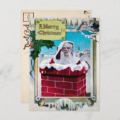 ヴィンテージ・アグリー・サンタ・クリスマス・ポストカード ポストカード (正面/裏面)