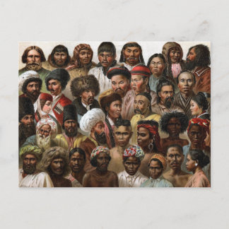 ヴィンテージ「アジアの人々」 C19版木、銅版、版画 ポストカード