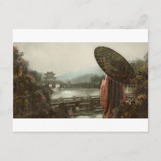 ヴィンテージ・アジア人の装伝統的装 ポストカード (正面)