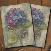 ヴィンテージ アジサイ 植物画 デコパージュ 薄葉紙