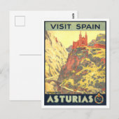 ヴィンテージ アストゥリアス スペイン 旅行ポスター ポストカード (正面/裏面)
