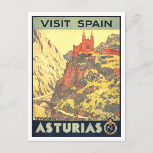 ヴィンテージ アストゥリアス スペイン 旅行ポスター ポストカード (正面)