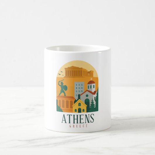 ヴィンテージ アテネ ギリシャ 旅行 – パルテノン神殿の街 コーヒーマグカップ (中央)