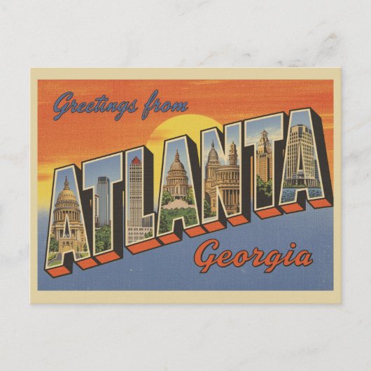 ヴィンテージ「アトランタ・ジョージアからのご挨拶」 ポストカード (正面)