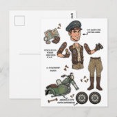 ヴィンテージ・アドベンチャラー紙人形キット ポストカード (正面/裏面)
