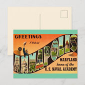 ヴィンテージ アナポリス MD 挨拶 ポストカード (正面/裏面)