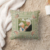 ヴィンテージ・アニバーサリー・メモリー・フォト・フェードド・ローズ・レース クッション (ブランケット)