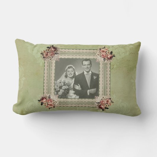 ヴィンテージ・アニバーサリー・メモリー・ローズ・レース ランバークッション (正面)