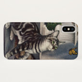 ヴィンテージ・アニマルズ: かわいいトラ猫と蝶々 Case-Mate iPhoneケース (裏面(横))