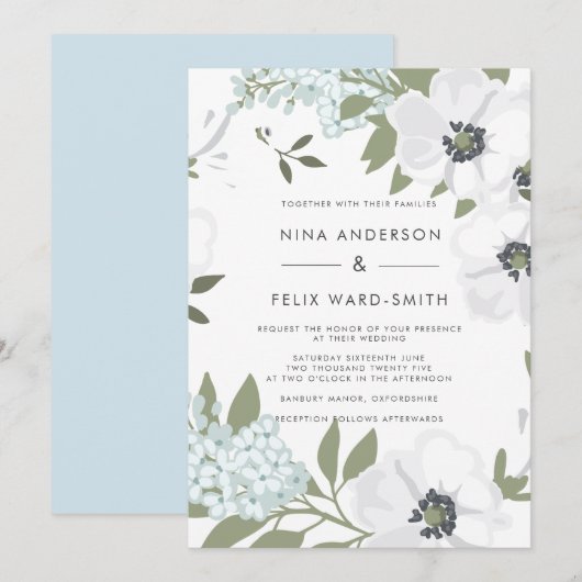 ヴィンテージ アネモネ ウェディング 招待状 (正面/裏面)