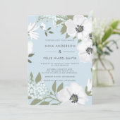 ヴィンテージ アネモネ ブルー ウェディング 招待状 (スタンド正面)