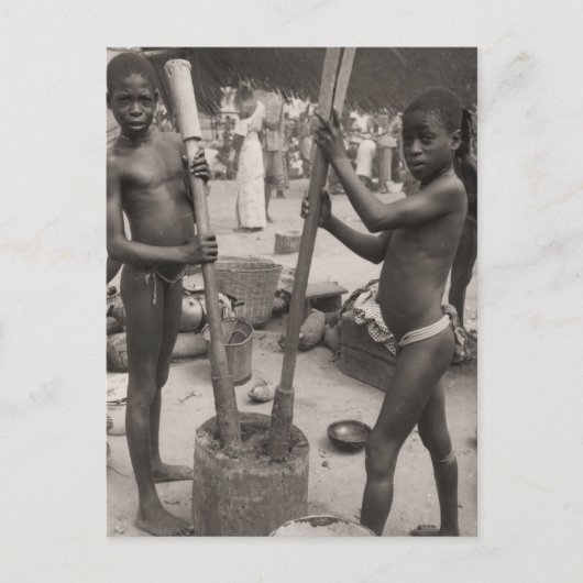 ヴィンテージ、アフリカ少年、サハラ以南アフリカ1900年1 ポストカード (正面)