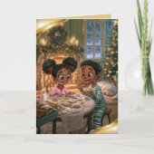 ヴィンテージ アフリカ系アメリカ人の子供たちのクリスマスクッキー シーズンカード (正面)