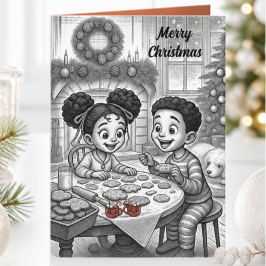 ヴィンテージ アフリカ系アメリカ人の子供たちのクリスマスクッキー シーズンカード