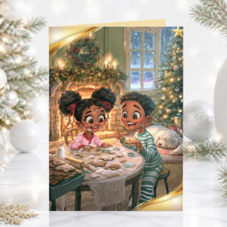 ヴィンテージ アフリカ系アメリカ人の子供たちのクリスマスクッキー シーズンカード