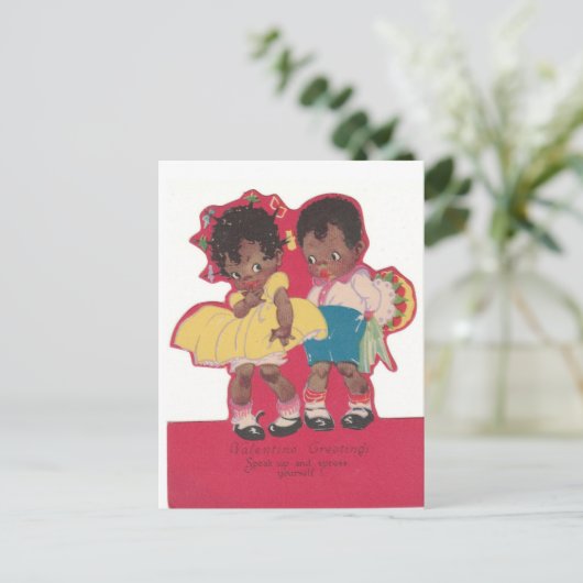 ヴィンテージ・アフリカ系アメリカ人バレンタインのはがき ポストカード (スタンド正面)