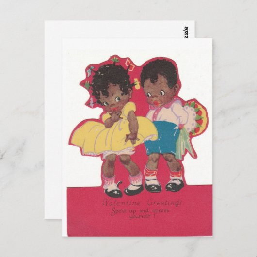 ヴィンテージ・アフリカ系アメリカ人バレンタインのはがき ポストカード (正面/裏面)