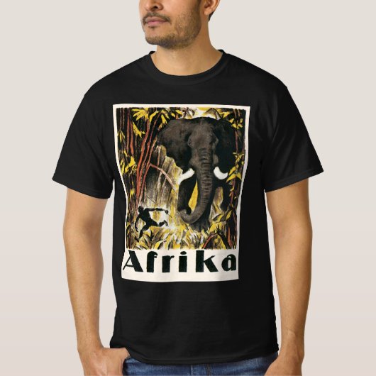 ヴィンテージ アフリカ 旅行ポスター、アフリカゾウ Tシャツ (正面)