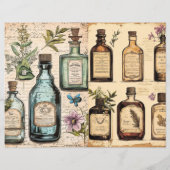 ヴィンテージ アポテカリー フラワー ジャンク ジャーナル ペーパー (裏面)