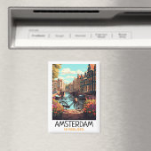 ヴィンテージ アムステルダム オランダ 絵画 マグネット (インサイチュ (食洗機))