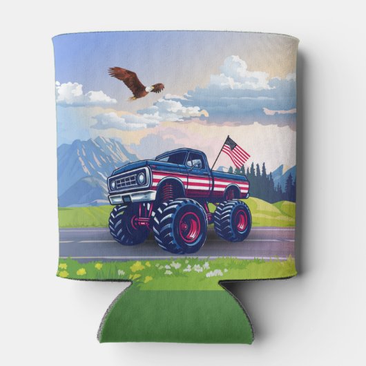 ヴィンテージ、アメリカのモンスタートラック 缶クーラー (裏面)