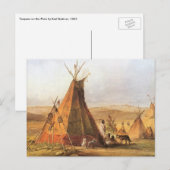 ヴィンテージ・アメリカン・ウェスト・ティーピーズ・オン・プレイン・バイ・ボドマー ポストカード (正面/裏面)