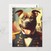 ヴィンテージ・アメリカン・ピットブル・テリア絵画ズ ポストカード (正面/裏面)
