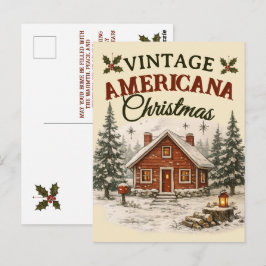 ヴィンテージ アメリカーナ クリスマス 田舎の小屋 ホリデー ポストカード
