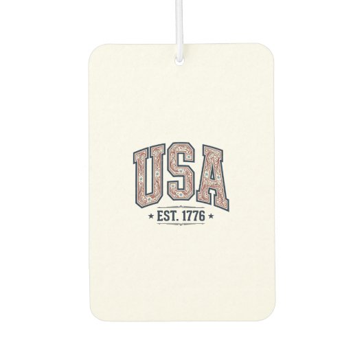 ヴィンテージ アメリカ合衆国 1776年創立 愛国的な彫刻Tシャツ_1 カーエアーフレッシュナー (正面)