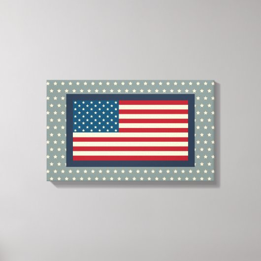 ヴィンテージ アメリカ国旗 アート キャンバスプリント (正面)