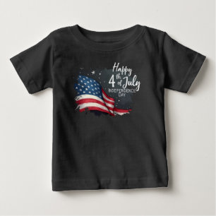 ヴィンテージ アメリカ国旗 イラスト アート 7月4日 ベビーTシャツ