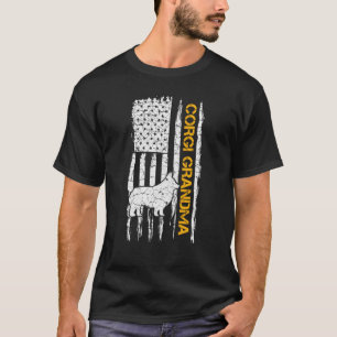 ヴィンテージ アメリカ国旗 ウェルシュコーギー おばあちゃん Tシャツ