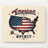 ヴィンテージ アメリカ国旗 米国 マップ ディストレス アート マウスパッド (正面)