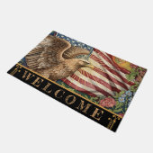 ヴィンテージ アメリカ国旗、鷲、USA 愛国アート ドアマット (アングル)