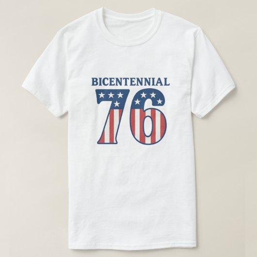 ヴィンテージ アメリカ国旗 1776 年 76 愛国者 バイセンテニアル Tシャツ (デザイン正面)