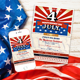 ヴィンテージ アメリカ国旗 7月4日 パーティー BBQパーティー 招待状