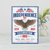 ヴィンテージ アメリカ国旗 7月4日 BBQパーティー 招待状 (スタンド正面)