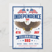 ヴィンテージ アメリカ国旗 7月4日 BBQパーティー 招待状 (正面)