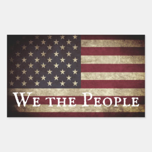 ヴィンテージ アメリカ国旗 We the People 長方形シール