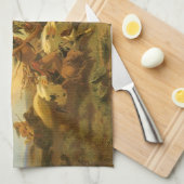 ヴィンテージ アメリカ西部 アート, ウィマーのバッファロー ハント キッチンタオル (四つ折り)