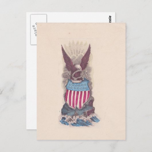 ヴィンテージ アメリカ 愛国的な 南北戦争時代の鷲の紋章 ポストカード (正面/裏面)