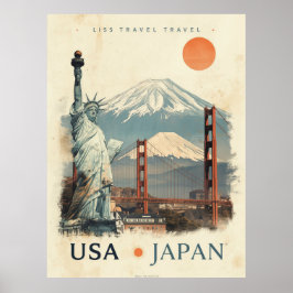 ヴィンテージ アメリカ 日本 旅行 レトロ デザイン ポスター