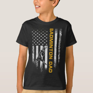 ヴィンテージ アメリカ 米国国旗 誇り バドミントン お父さん シルエット Tシャツ