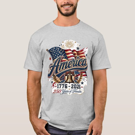 ヴィンテージ アメリカ 自由の250年 1776-2026 パタ Tシャツ (正面)